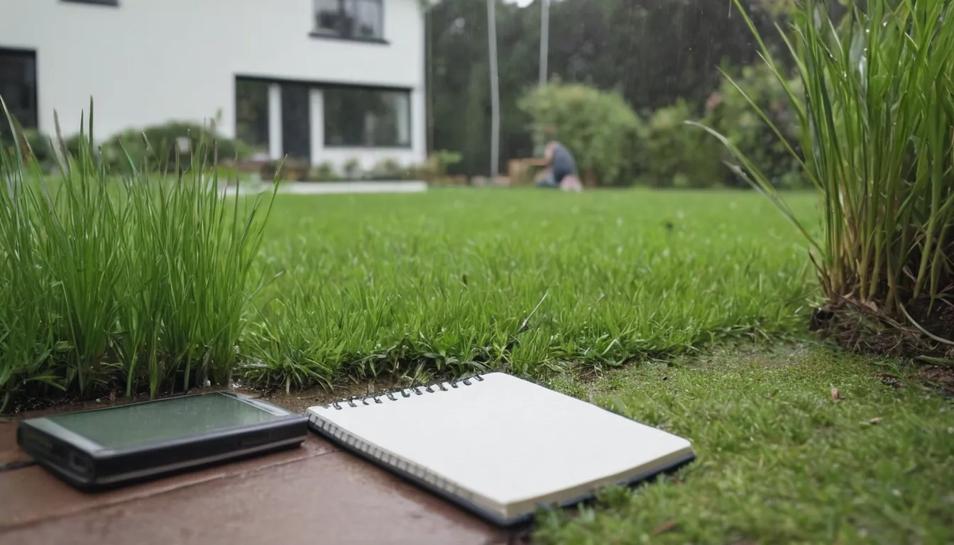 A homeowner taking photos and notes of a damp yard patch in the Manassas area